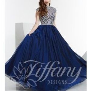Tiffany Designs Dresses - NAVY BEADED BALLGOWN Tiffany Designs Dresses - NAVY BEADED BALLGOWN